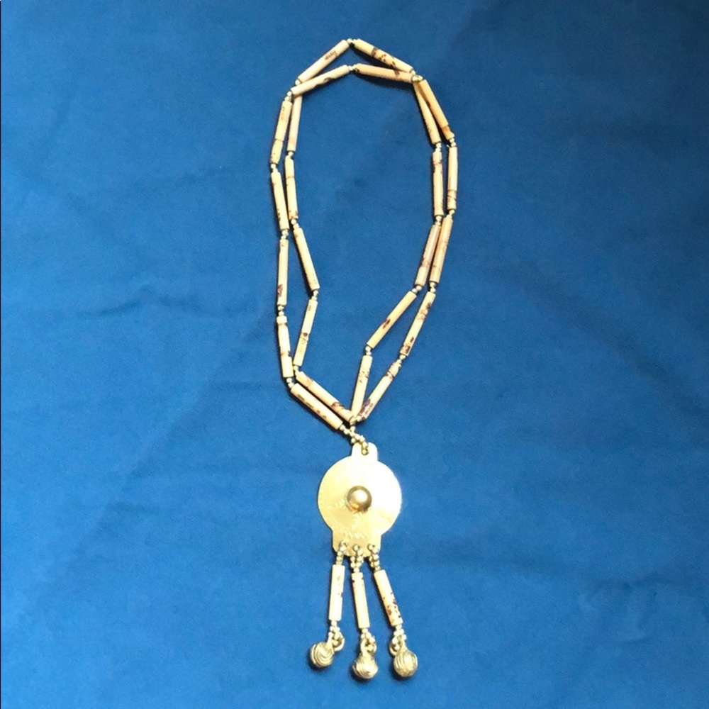 Vintage bamboo and brass necklace